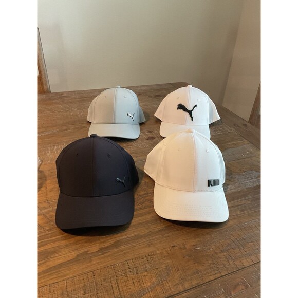 Lot Mens Golf Hots Caps PUMA Small Mediums White Black Gray Fitted Stretch - Picture 1 of 9
